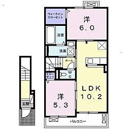 煌煌 2LDKの間取図画像
