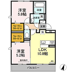 セキュレア須屋K棟 2LDKの間取図画像