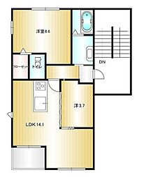 エスポワール　ラト　B棟 1階2LDKの間取り
