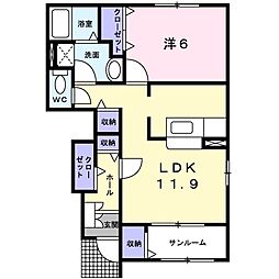 グレイス・コート1 1LDKの間取図画像