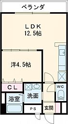 イー・ポプラール2 1LDKの間取図画像