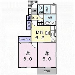 ジュネス1番館 2DKの間取図画像