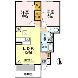 セジュールコートB棟 2LDKの間取図画像