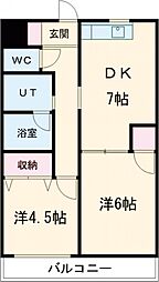 スーデンハイツ 2DKの間取図画像