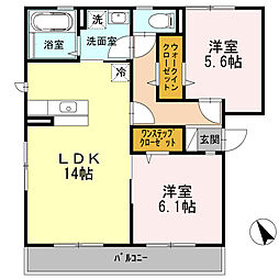 フルーレ・咲 2LDKの間取図画像