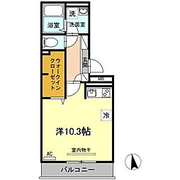 ウエストヴィレッジ2A ワンルームの間取図画像