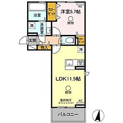 モルトグラッソ 2階1LDKの間取り