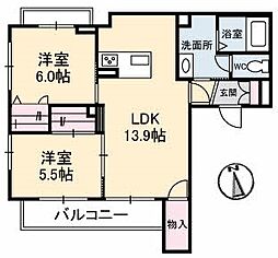シャーメゾンUR 2LDKの間取図画像