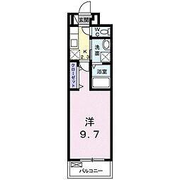 アリュール 1Kの間取図画像