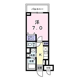 ロイヤルパインストリーム 1Kの間取図画像