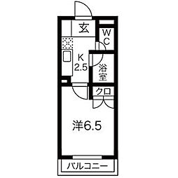 セントラル昭和 1階1Kの間取り