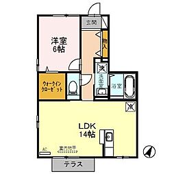 ルシエル2B 1LDKの間取図画像