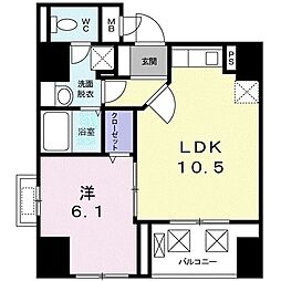 グランドルチェ　白山 2階1LDKの間取り