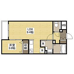 月光東福山駅前 1LDKの間取図画像