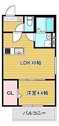 クレシア前原駅前 1LDKの間取図画像