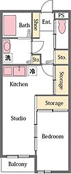 サボア 1LDKの間取図画像