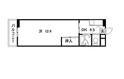 とさでん交通後免線 舟戸駅 徒歩7分の賃貸マンション 2階1DKの間取り