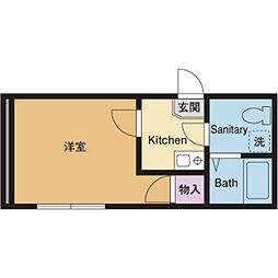 ルミエール2 1Kの間取図画像