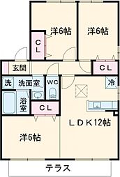 リビングタウン浅川B 3LDKの間取図画像