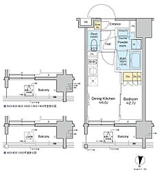 プラウドフラット亀戸ステーションPLACE 1DKの間取図画像