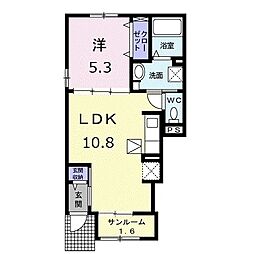 高松市木太町アパート 1LDKの間取図画像