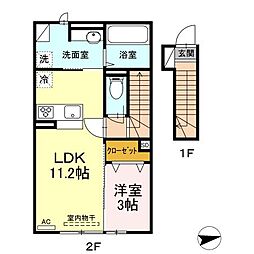 D-room篠田 1LDKの間取図画像