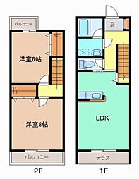 上毛電気鉄道 東新川駅 徒歩7分の賃貸アパート 1階2LDKの間取り