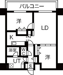 JR高崎線 高崎駅 徒歩12分の賃貸マンション 2階2LDKの間取り