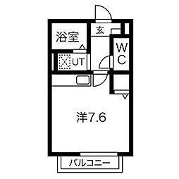 ソレイユE・II 2階ワンルームの間取り