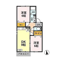 ブラン・セジュール 2DKの間取図画像