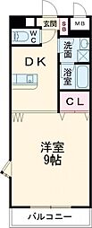スカイヴィラ日根野 1DKの間取図画像