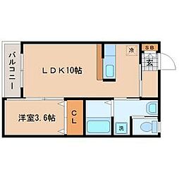 ミモザ館 2階1LDKの間取り