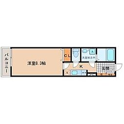 アスコット名取駅西 1階1Kの間取り