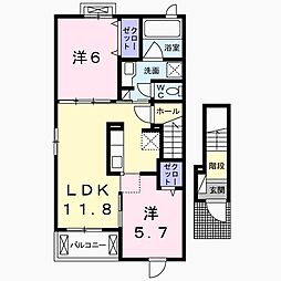 カーサブリリア 2LDKの間取図画像