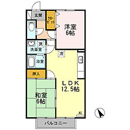 ルミエール中迫 2LDKの間取図画像