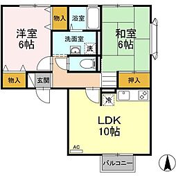 メゾンパークスD 2LDKの間取図画像