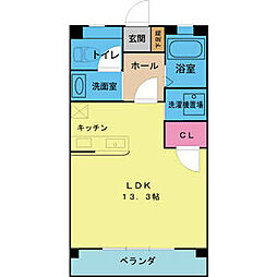 OS・SKYマンション鹿子 3階1Kの間取り