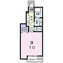 プラシード 1Kの間取図画像