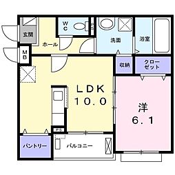 フォーチュンパーク 1LDKの間取図画像