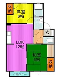 リヴィエールA 2LDKの間取図画像