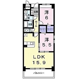クレアーレ 2LDKの間取図画像