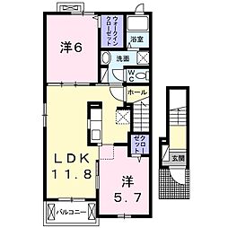 ワイズルームB 2LDKの間取図画像