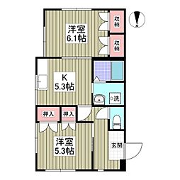 コーポメイプルB 2Kの間取図画像