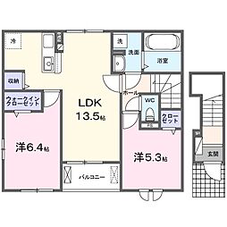 グローブ A 2LDKの間取図画像