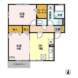 ドレミメゾン　ＡＢ 1階2DKの間取り