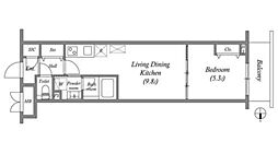 PRIMEGARDENWAKAGI 1LDKの間取図画像