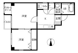 アンサンブル・ヌーボー 2Kの間取図画像