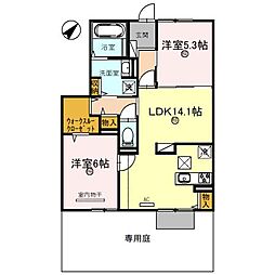アグレアーブル 2LDKの間取図画像