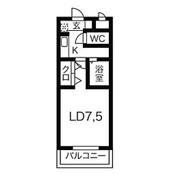 A.City熊味 1Kの間取図画像