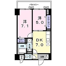 パイン　ガーデン　イケダ 2階2DKの間取り